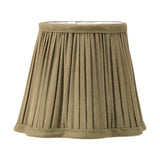 Pleated olive fabric lampshade with rolled trim edges, shown alone on a plain white background, part of the Salvatore wall light set.