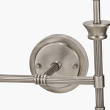 Salvatore Antique Silver Metal Double Wall Light with 2 Cream Shades