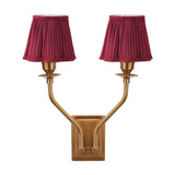 Tatiana Antique Brass Double Wall Light with 2 Mulberry Red Shades