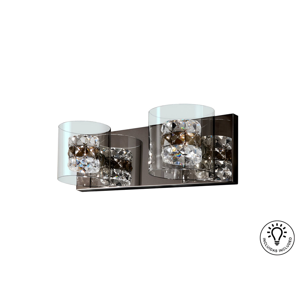 Flash 2 Light Glass Wall Light - Smoked Black/Transparent