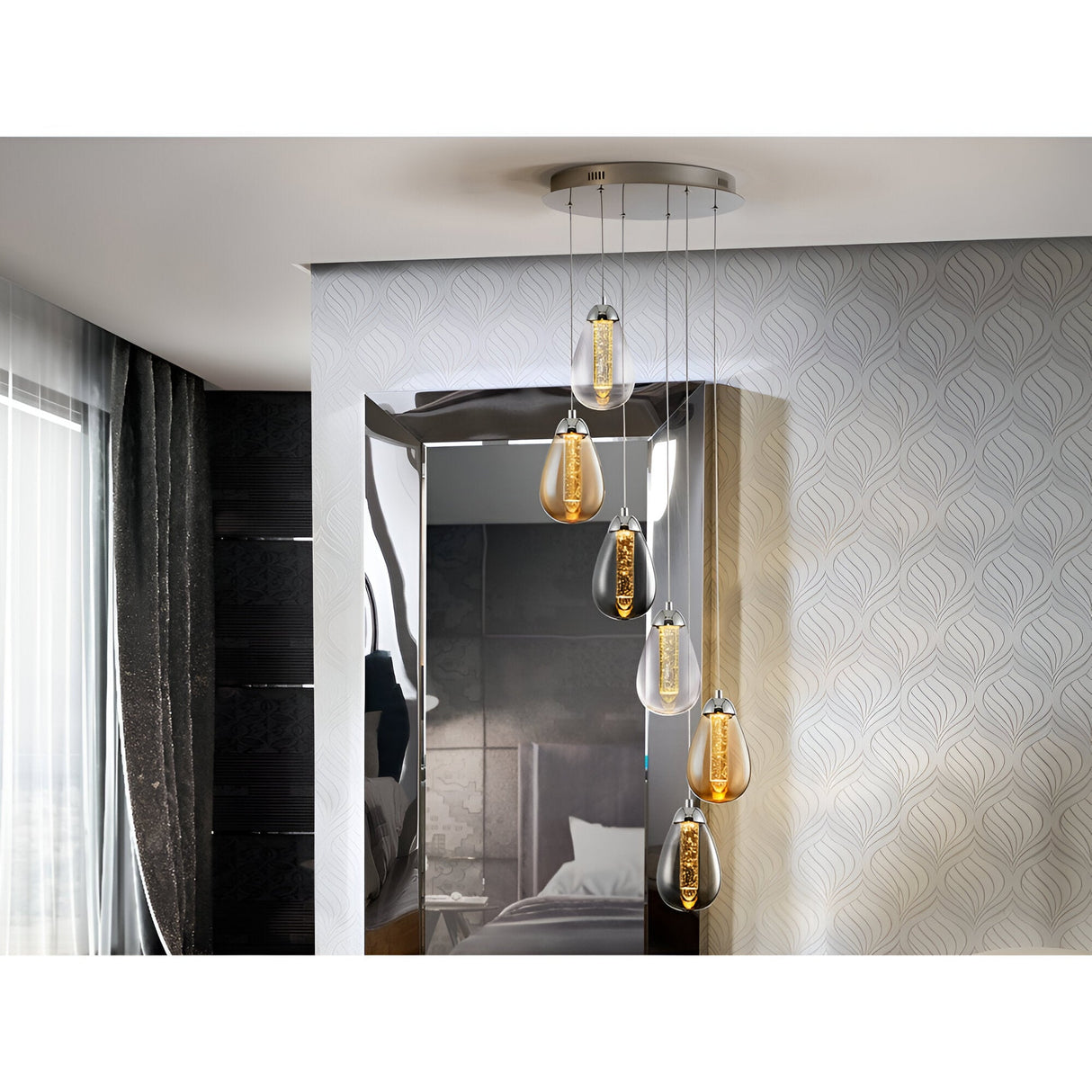 Taccia 6 Light LED Cluster Pendant 30W 3000K - Multicoloured