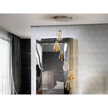 Taccia 6 Light LED Cluster Pendant 30W 3000K - Multicoloured