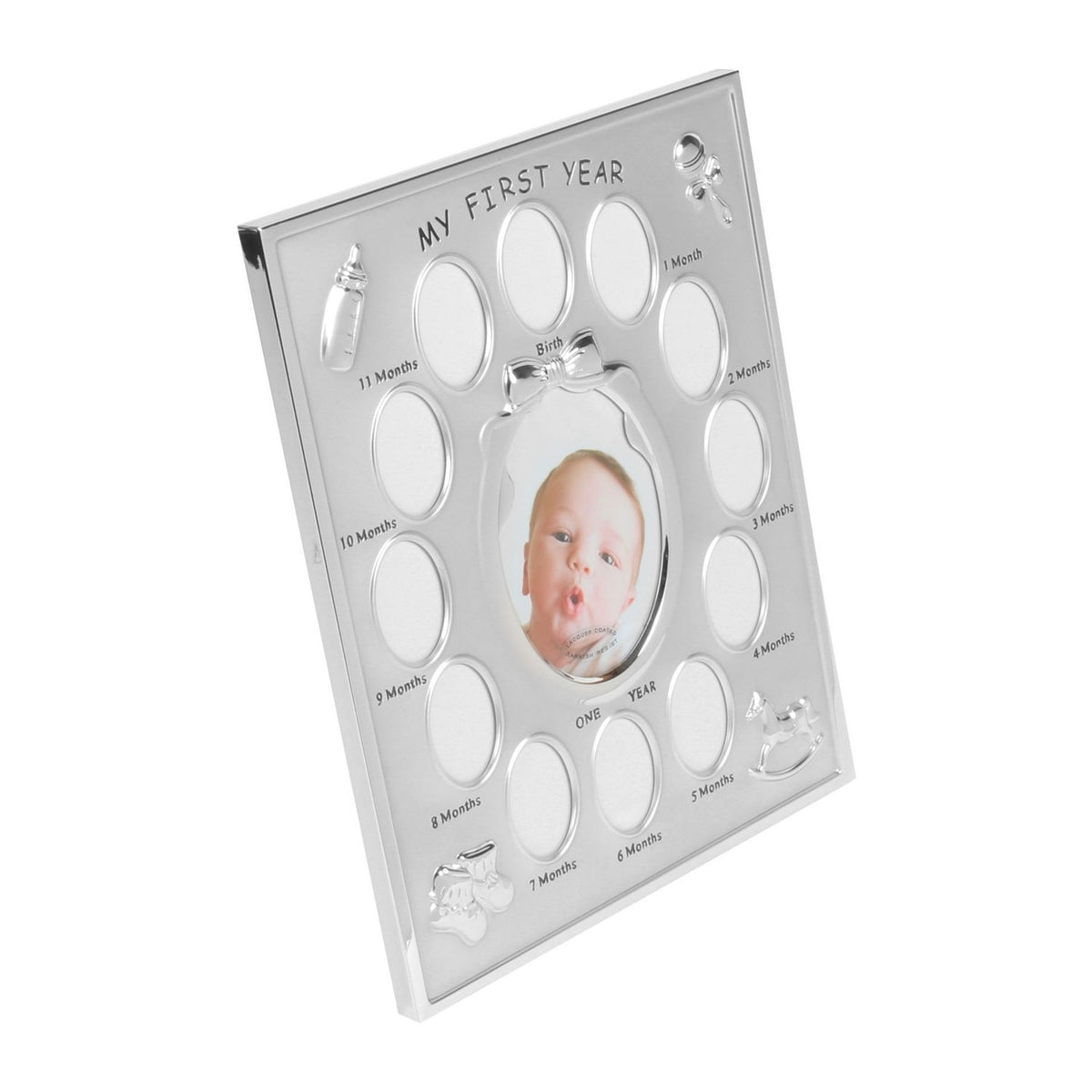 My First Year 2 Tone Silverplated 12 Month Photo Frame - Silver