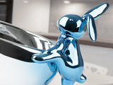 Rabbit Sculpture - Blue and Silver