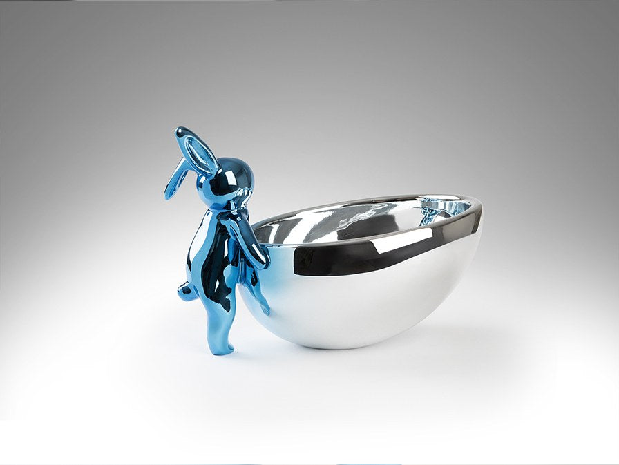 Rabbit Sculpture - Blue and Silver