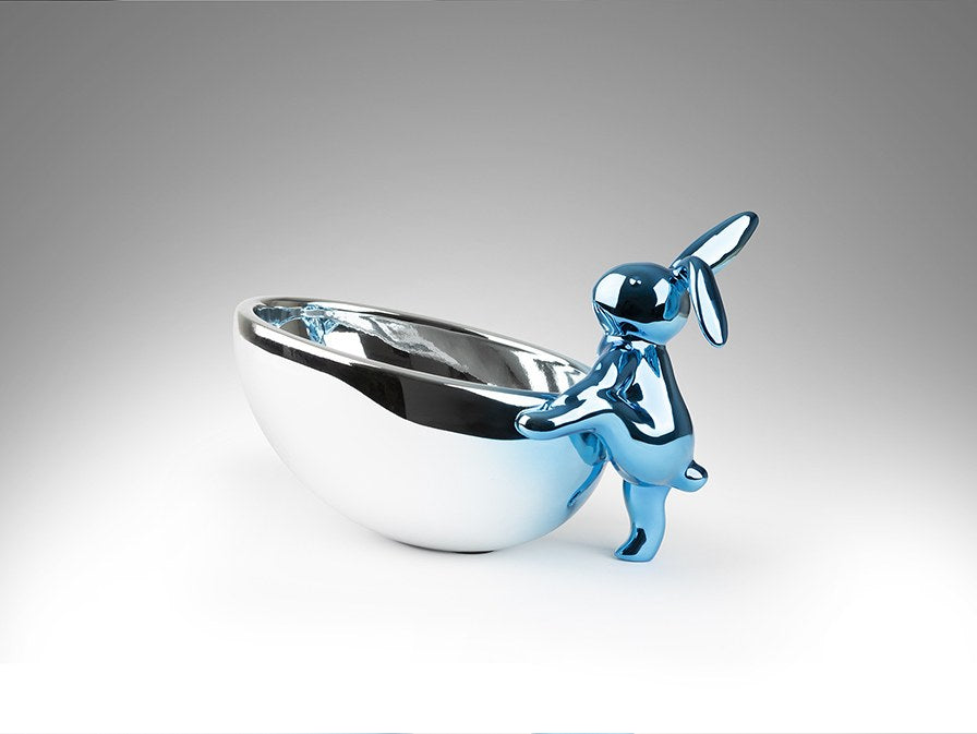 Rabbit Sculpture - Blue and Silver