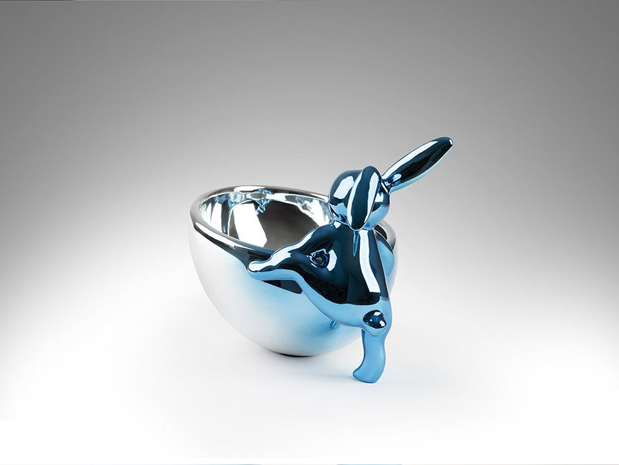 Rabbit Sculpture - Blue and Silver