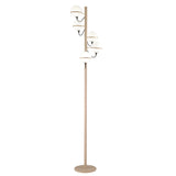 Giro 5 Light Globe Glass Floor Lamp with five round white glass globes staggered along a slender champagne metal upright, on a round base against a plain white background.