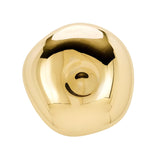 The Lava Small LED Wall & Ceiling Light in Gold features a shiny, irregular shape with smooth, reflective surfaces and an indented center, creating a luxurious accent for any white-walled space.