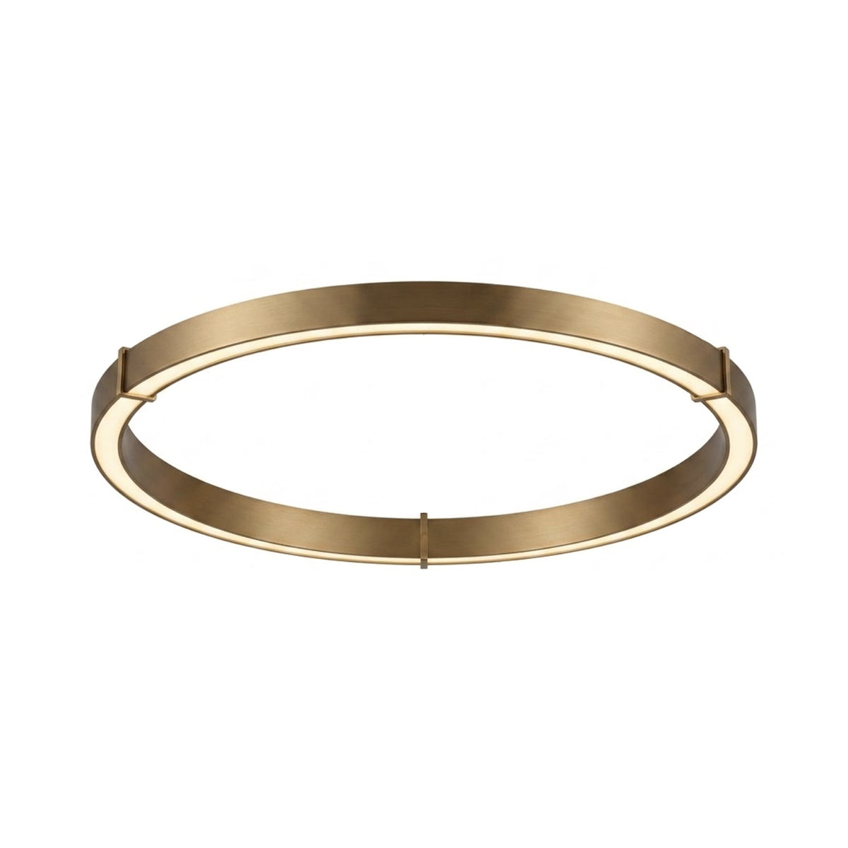 Orbita 96cm LED ceiling light, a large round flush fixture in brushed brass metal with an integrated glowing ring, shown on a plain white background.