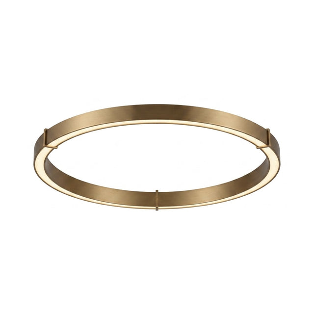 Orbita 96cm LED ceiling light, a large round flush fixture in brushed brass metal with an integrated glowing ring, shown on a plain white background.