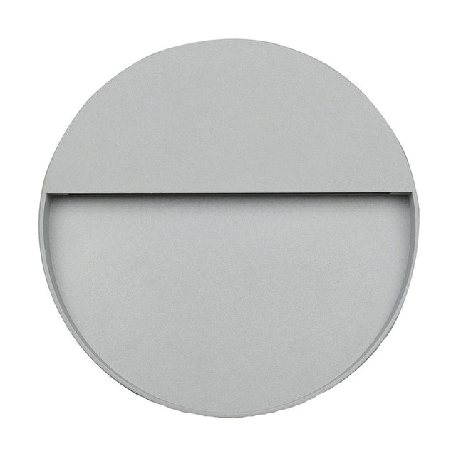 Elysium Grey Diffused Round Outdoor Wall Light, 22cm, in grey moulded plastic with a horizontal diffuser strip, shown against a plain white background.
