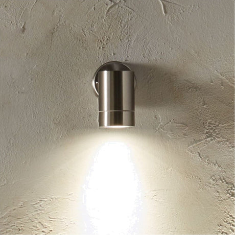 Lantana Brushed Steel Metal Fixed Spot Outdoor Wall Light - 12cm
