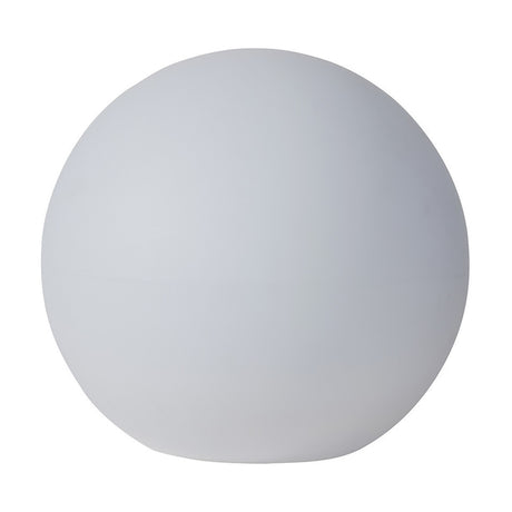Ball Outdoor Floor Lamp, 42cm, spherical white plastic design with a seamless moulded finish, shown on a plain white background.