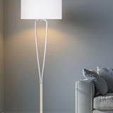 Paris II Fabric Floor Lamp – Satin Nickel