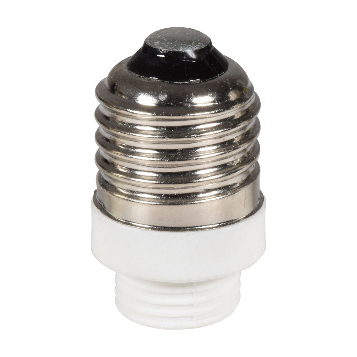 AVSL E27 to G9 lamp socket converter with chrome E27 screw base and white thermoplastic body, rated 60W max, shown on a plain white background.
