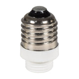 AVSL E27 to G9 lamp socket converter with chrome E27 screw base and white thermoplastic body, rated 60W max, shown on a plain white background.