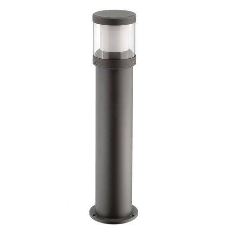 Reveal Cast Aluminium Outdoor Bollard Light in graphite, 35cm cylindrical post with clear polycarbonate lens and flat-topped head, shown on a plain white background.