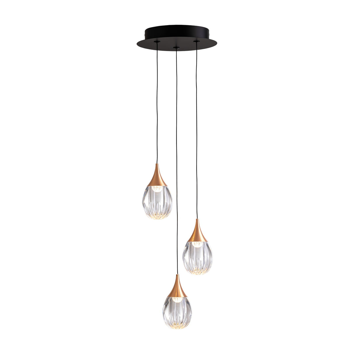 Corina 3 Light LED Pendant - Black and Copper