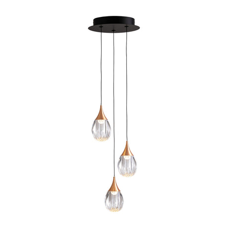 Corina 3 Light LED Pendant - Black and Copper