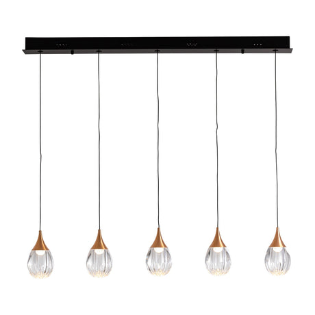 Corina 5 Light LED Bar Pendant - Black and Copper