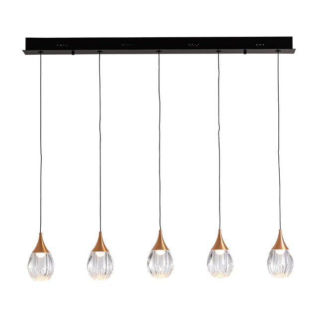 Corina 5 Light LED Bar Pendant - Black and Copper