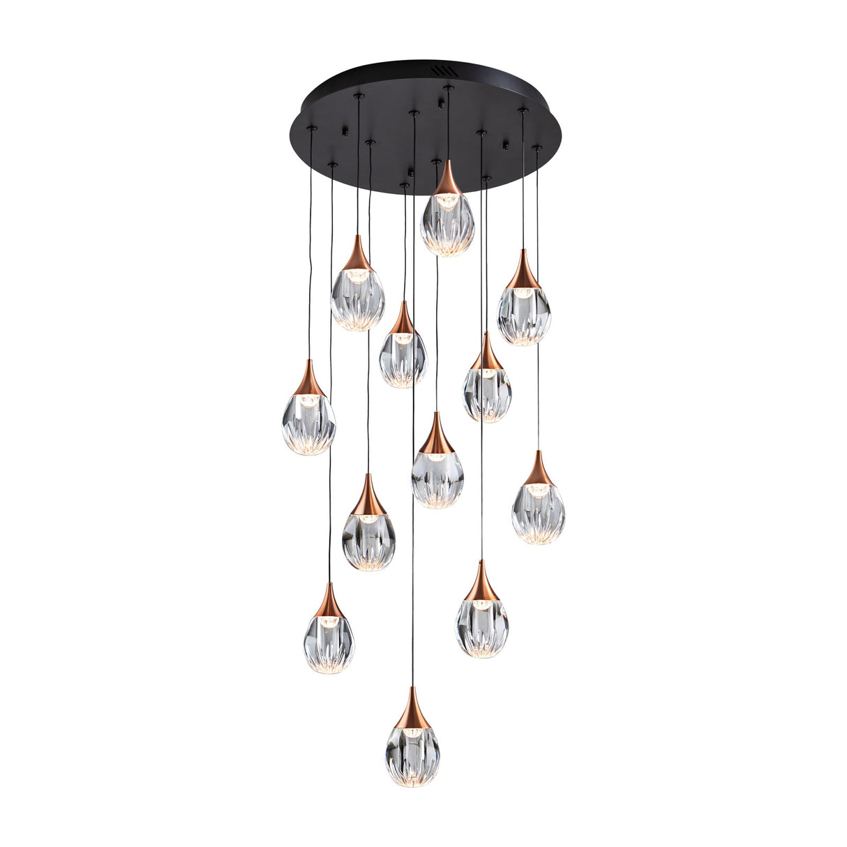 Corina 12 Light LED Chandelier - Black and Copper