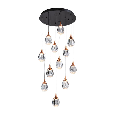 Corina 12 Light LED Chandelier - Black and Copper
