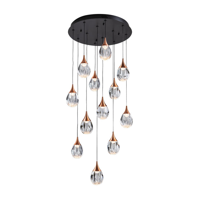 Corina 12 Light LED Chandelier - Black and Copper
