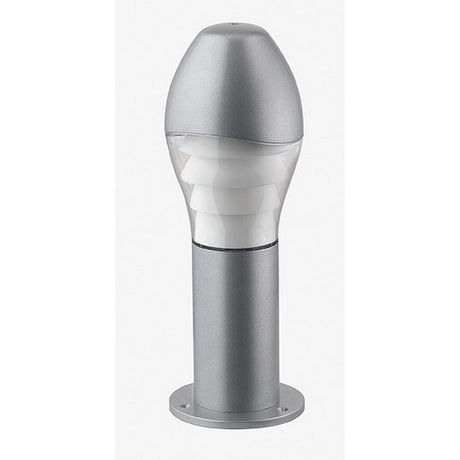 Ovolo Cast Aluminium Outdoor Bollard Light, 45cm, egg-shaped grey aluminium body with polycarbonate diffuser on a round base, shown on a plain white background.