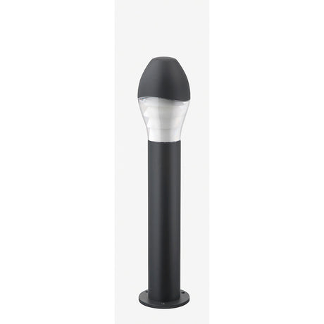 Ovolo cast aluminium outdoor bollard light in graphite, 75cm tall with a rounded, egg-shaped head and polycarbonate diffuser on a slim pedestal base, shown on a plain white background.