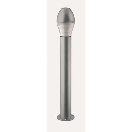Ovolo cast aluminium outdoor bollard light, 100cm tall, grey finish with rounded egg-shaped polycarbonate diffuser top, on a plain light background.