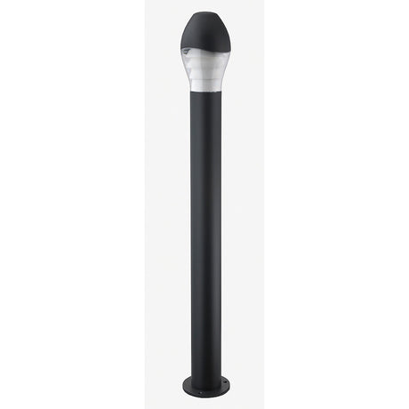 Ovolo Cast Aluminium Outdoor Bollard Light in graphite, 125cm tall with a rounded, egg-shaped domed head and polycarbonate diffuser on a slim pedestal, shown on a plain white background.