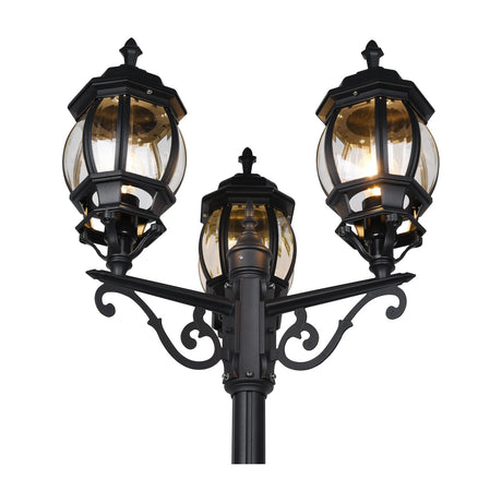 Elvo 3 Light Lantern Outdoor Lamp Post – Matt Black