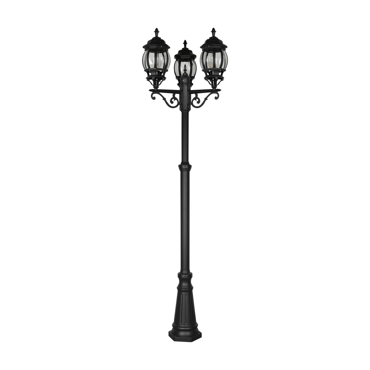 Elvo 3 Light Lantern Outdoor Lamp Post – Matt Black