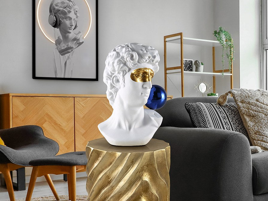 David Sculpture - White and Gold