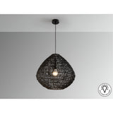 Maon 1 Light Wood Pendant -Black