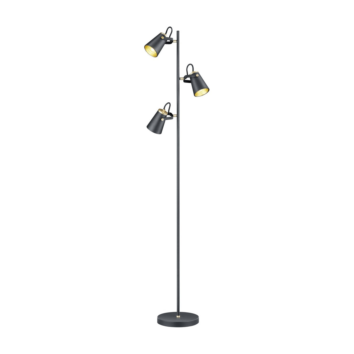 Edward 3 Light Floor Lamp – Black & Gold