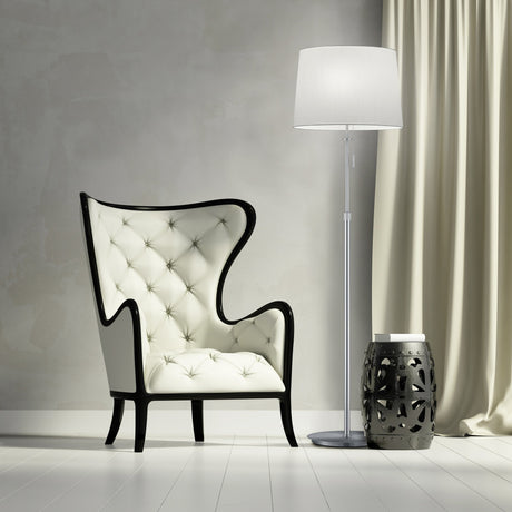 Lyon 3 Light Fabric Floor Lamp – Satin Nickel