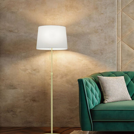Lyon 3 Light Fabric Floor Lamp – Satin Brass