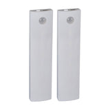 LYYT Motion Sensing LED Light 2-pack, slim white rechargeable PIR units with top-mounted sensor and USB-C port, shown on a plain white background.