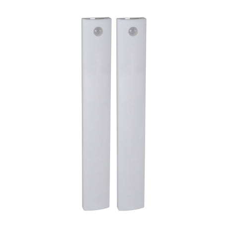 LYYT 36 LED motion sensing light bars in white plastic with PIR sensors near the top, shown as a 2-pack on a plain background.