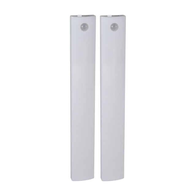 LYYT 36 LED motion sensing light bars in white plastic with PIR sensors near the top, shown as a 2-pack on a plain background.