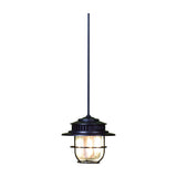 LYYT rechargeable LED outdoor lantern in matt black with wire cage, clear lens, and hanging cord, shown against a plain white background.