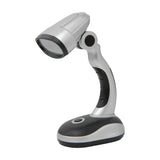LYYT 12 LED USB desk lamp in silver and black with adjustable head, rubberised handgrip stem and weighted base, shown on a plain white background.