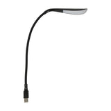 LYYT flexible USB LED task lamp in black with rubber gooseneck stem, flat LED diffuser head, and USB-A plug, shown on a plain white background.