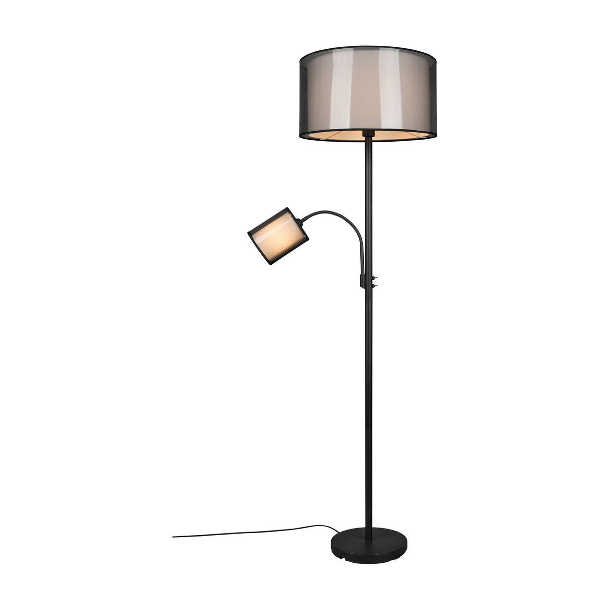 Burton 2 Light Fabric Floor Lamp – Matt Black