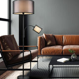 Burton 2 Light Fabric Floor Lamp – Matt Black
