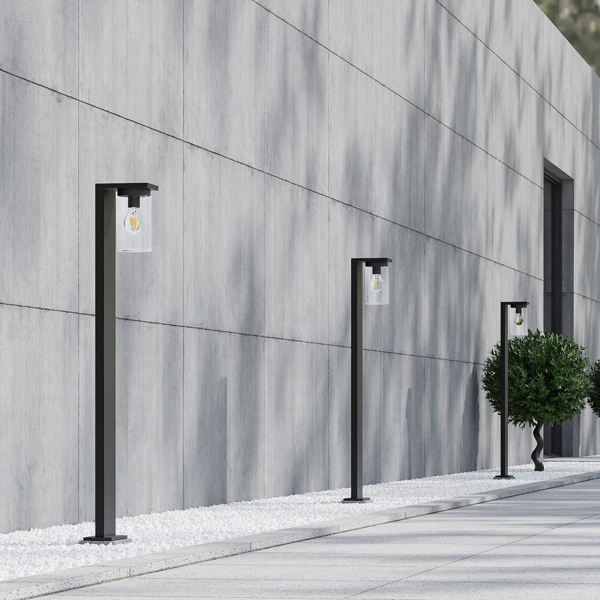 Ardila Lantern 100cm Outdoor Lamp Post – Matt Black