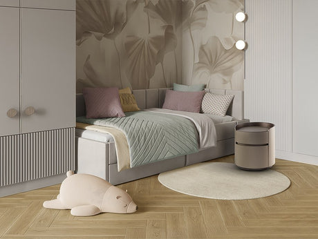Cirze Bedside Table - Walnut and Beige